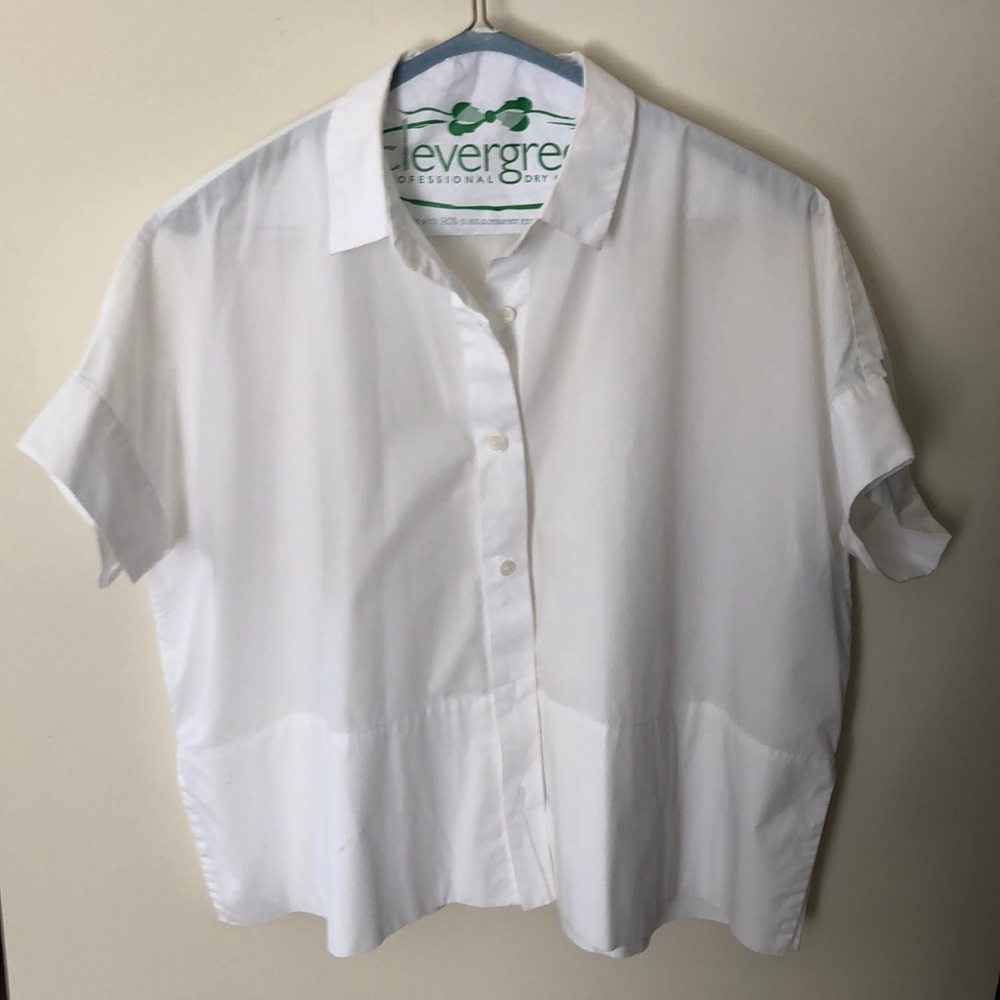 Everlane white boxy short sleeve button down